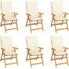 Image de vidaXL Chaises de jardin lot de 6 avec coussins crème Bois teck massif