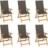 Image de vidaXL Chaises de jardin lot de 6 avec coussins taupe Bois teck massif