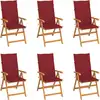Image de vidaXL Chaises de jardin lot de 6 avec coussins bordeaux Bois de teck