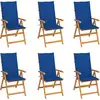Image de vidaXL Chaises de jardin lot de 6 avec coussins bleu royal Bois teck