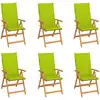 Image de vidaXL Chaises de jardin lot de 6 avec coussins vert vif Bois de teck