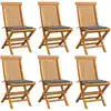 Image de vidaXL Chaises de jardin et coussins gris lot de 6 Bois de teck massif