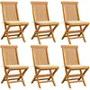 Image de vidaXL Chaises de jardin et coussins crème lot de 6 Bois teck massif