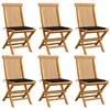 Image de Chaises de jardin et coussins noir lot de 6 Bois de teck massif