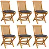 Image de vidaXL Chaises de jardin et coussins anthracite lot de 6 Bois de teck