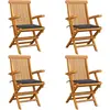 Image de vidaXL Chaises de jardin et coussins anthracite lot de 4 Bois de teck
