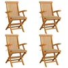 Image de vidaXL Lot de 4 Chaises de Jardin avec Coussins, Sièges de Terrasse, Chaises de Salle à Manger, Meubles de Patio Extérieur, Beige Bois Teck Massif
