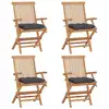 Image de vidaXL Chaises de jardin et coussins anthracite lot de 4 Bois de teck