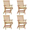 Image de vidaXL Chaises de jardin et coussins blanc crème lot de 4 Teck massif