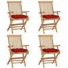 Image de Chaises de jardin et coussins rouge lot de 4 Bois teck massif