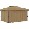 Image de vidaXL Tonnelle avec rideau 4x3 m Taupe Aluminium