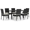 Image de vidaXL Ensemble de Salle à Manger de Jardin 7 pcs Mobilier à Dîner Table et Chaises de Patio Salon de Jardin Terrasse Extérieur Résine Tressée Noir