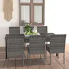 Image de vidaXL Ensemble à manger de jardin 7 pcs Résine tressée Gris