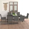 Image de vidaXL Ensemble à manger de jardin 9 pcs Résine tressée Gris