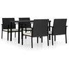 Image de vidaXL Ensemble de Salle à Manger de Jardin 5 pcs Mobilier à Dîner Table et Chaises de Patio Salon de Jardin Extérieur Terrasse Noir Résine Tressée