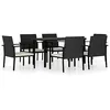 Image de vidaXL Ensemble de Salle à Manger de Jardin 7 pcs Mobilier à Dîner Table et Chaises de Patio Salon de Jardin Terrasse Extérieur Noir Résine Tressée