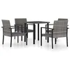 Image de vidaXL Ensemble de Salle à Manger de Jardin 5 pcs Mobilier à Dîner Table et Chaises de Patio Salon de Jardin Terrasse Extérieur Gris Résine Tressée