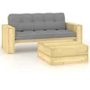Image de vidaXL Salon de Jardin 2 pcs avec Coussins Bois de pin imprégné