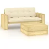 Image de Salon de jardin 2 pcs avec coussins bois de pin imprégné
