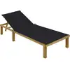 Image de vidaXL Chaise longue avec coussin noir Bois de pin imprégné