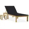 Image de vidaXL Chaise longue de jardin avec table et coussin Pin imprégné