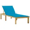 Image de vidaXL Chaise longue avec coussin bleu Bois de pin imprégné