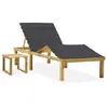Image de vidaXL Chaise longue de jardin avec table et coussin Pin imprégné