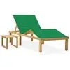 Image de vidaXL Chaise longue de jardin avec table et coussin Pin imprégné