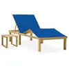 Image de vidaXL Chaise longue de jardin avec table et coussin Pin imprégné