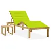 Image de vidaXL Chaise longue de jardin avec table et coussin Pin imprégné