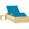 Image de vidaXL Chaise longue de jardin avec table et coussin Pin imprégné