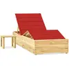 Image de vidaXL Chaise longue de jardin avec table et coussin Pin imprégné