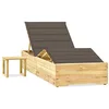 Image de vidaXL Pin Imprégné Chaise Longue de Jardin avec Table et Coussin Bain de Soleil d'Extérieur Transat de Patio Chaise Longue de Terrasse