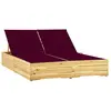 Image de vidaXL Chaise longue double et coussins bordeaux Bois de pin imprégné
