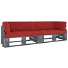 Image de vidaXL Pin Imprégné de Gris Canapé Palette 2 Places avec Coussins Canapé d'Extérieur Meuble de Terrasse Meuble d'Extérieur Sofa de Terrasse Salon
