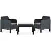 Image de vidaXL Salon de jardin 3 pcs avec coussins PP Rotin Anthracite