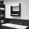 Image de vidaXL Armoire de salle de bain à miroir LED noir brillant 50x14x60 cm