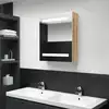 Image de vidaXL Armoire de salle de bain à miroir à LED blanc et chêne