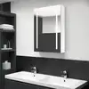 Image de vidaXL Armoire de salle de bain à miroir LED Blanc brillant 50x13x70cm