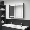Image de vidaXL Armoire de salle de bain à miroir LED gris 80x12x68 cm
