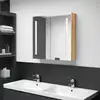 Image de vidaXL Armoire de salle de bain à miroir LED Chêne 62x14x60 cm