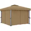 Image de vidaXL Tonnelle avec rideau 3x3 m Taupe Aluminium