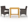 Image de vidaXL Ensemble de Salle à Manger de Jardin 3 pcs Table et Chaises de Repas de Patio Mobilier à Dîner d'Extérieur Salon de Jardin Terrasse Marron