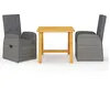 Image de vidaXL Ensemble de Salle à Manger de Jardin 3 pcs Salon de Jardin Mobilier à Dîner d'Extérieur Table et Chaises de Repas de Terrasse Patio Gris