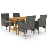 Image de vidaXL Ensemble de Salle à Manger de Jardin 5 pcs Mobilier à Dîner d'Extérieur Salon de Jardin Mobilier de Repas de Patio Terrasse Gris