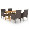 Image de vidaXL Ensemble de Salle à Manger de Jardin 5 pcs Mobilier à Dîner d'Extérieur Salon de Jardin Mobilier de Repas de Patio Terrasse Marron