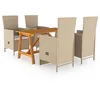 Image de vidaXL Ensemble de Salle à Manger de Jardin 5 pcs Mobilier à Dîner d'Extérieur Salon de Jardin Table et Chaises de Repas de Patio Terrasse Beige