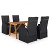 Image de vidaXL Ensemble de Salle à Manger de Jardin 5 pcs Salon de Jardin Mobilier de Repas de Patio Mobilier à Dîner d'Extérieur Terrasse Noir