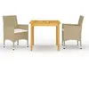 Image de vidaXL Ensemble à manger de jardin 3 pcs Beige