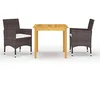 Image de vidaXL Ensemble de Salle à Manger de Jardin 3 pcs Mobilier à Dîner d'Extérieur Table et Chaises de Repas de Patio Mobilier de Terrasse Marron